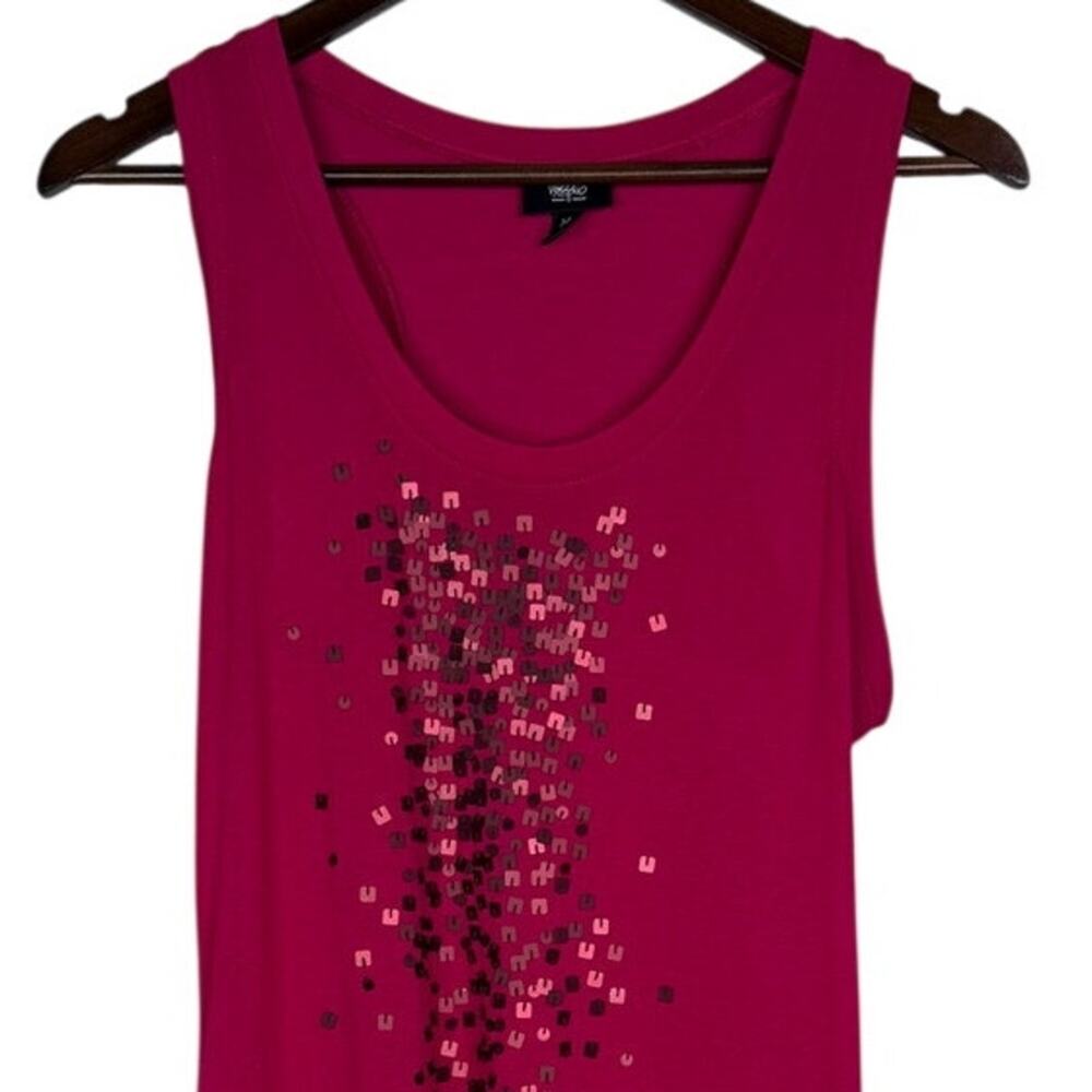 Mossimo Sleeveless Tunic Sequins Lightweight Tank Top Blouse M Fuchsia Pink - Picture 2 of 15